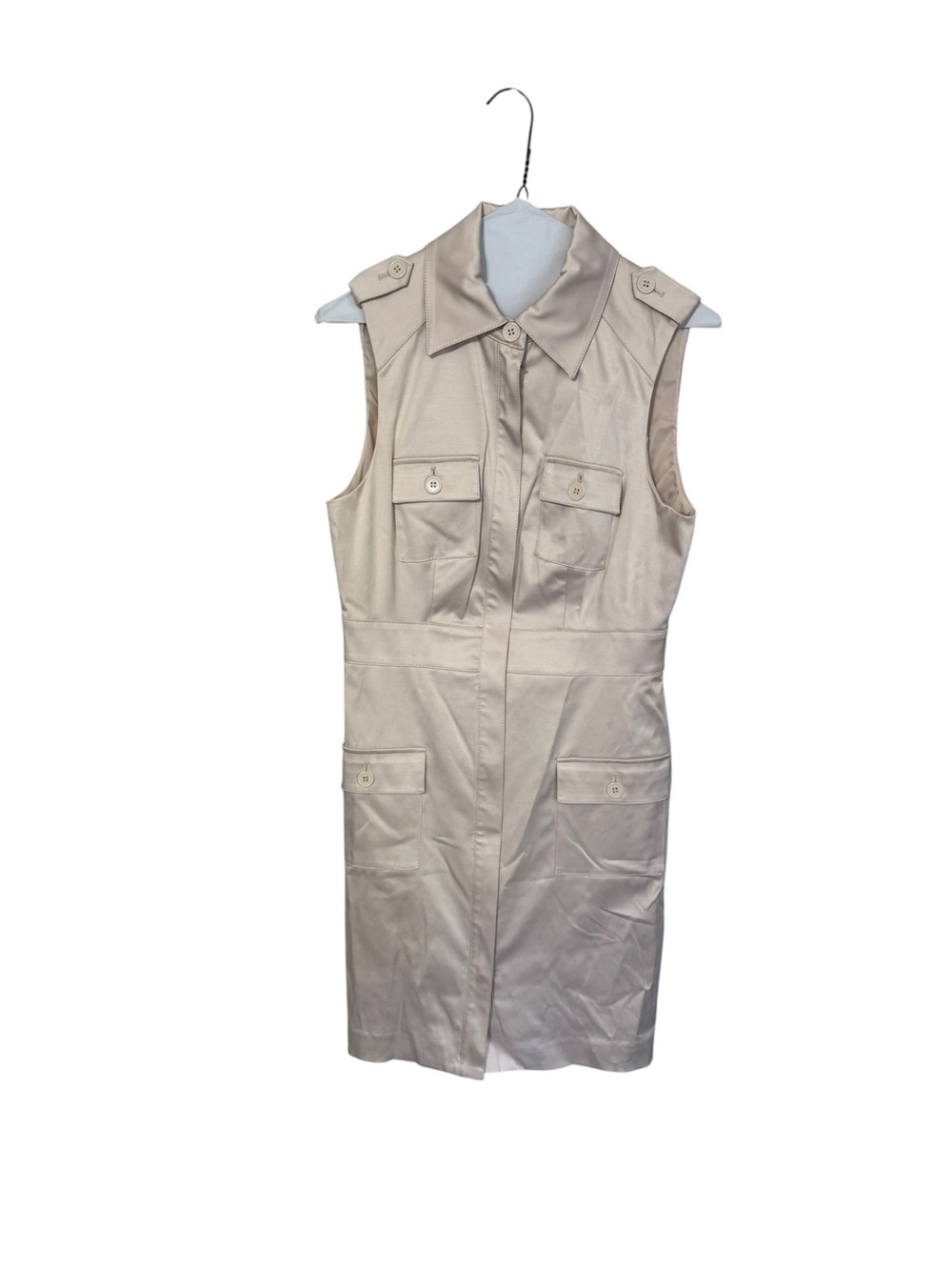 Bebe Sleeveless Utility Dress in Light Beige